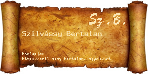 Szilvássy Bertalan névjegykártya
